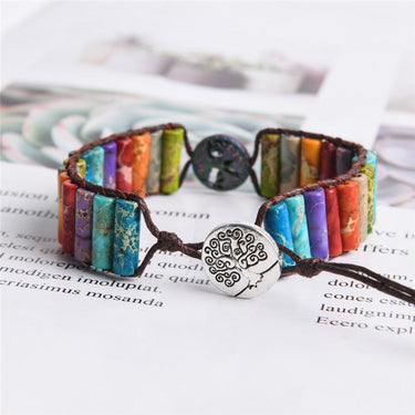 Boho Tube Shape Tree of Life Natural Stone Beaded Wrap Bracelet